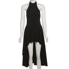 Irregular backless halter maxi dress