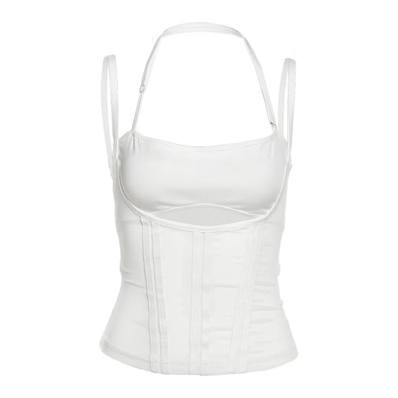 Mesh halter hollow out cami cut out top