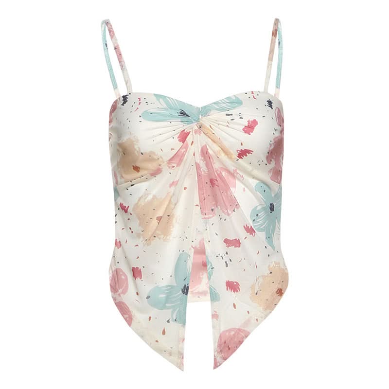 Flower print mesh cami top