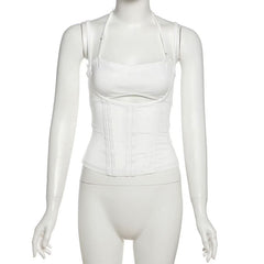 Mesh halter hollow out cami cut out top