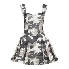 Camouflage backless cami mini dress
