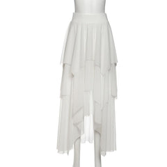 Mesh irregular ruffle maxi skirt
