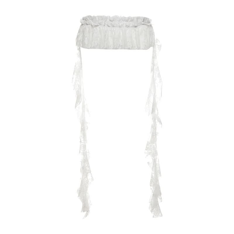 Lace ruffle ruched decor belt