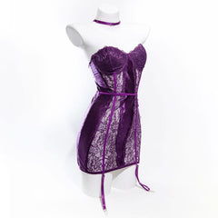 Halter sweetheart neck lace patchwork mini dress