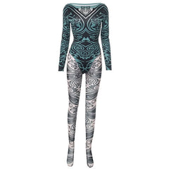 Long sleeve round neck print button pant set
