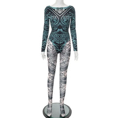 Long sleeve round neck print button pant set