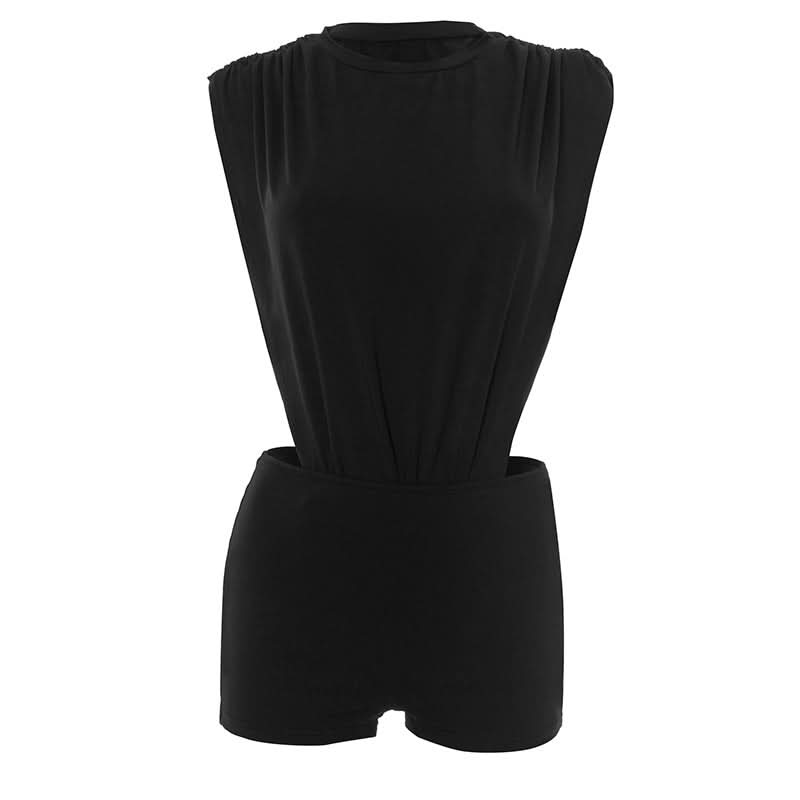 Crewneck button ruched solid pant set