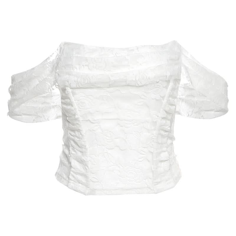 Off shoulder lace backless top