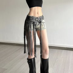 Tassels PU leather decor belt