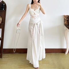 Ruched lace patchwork hollow out cut out top