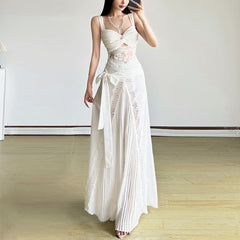 Ruched lace patchwork hollow out cut out top