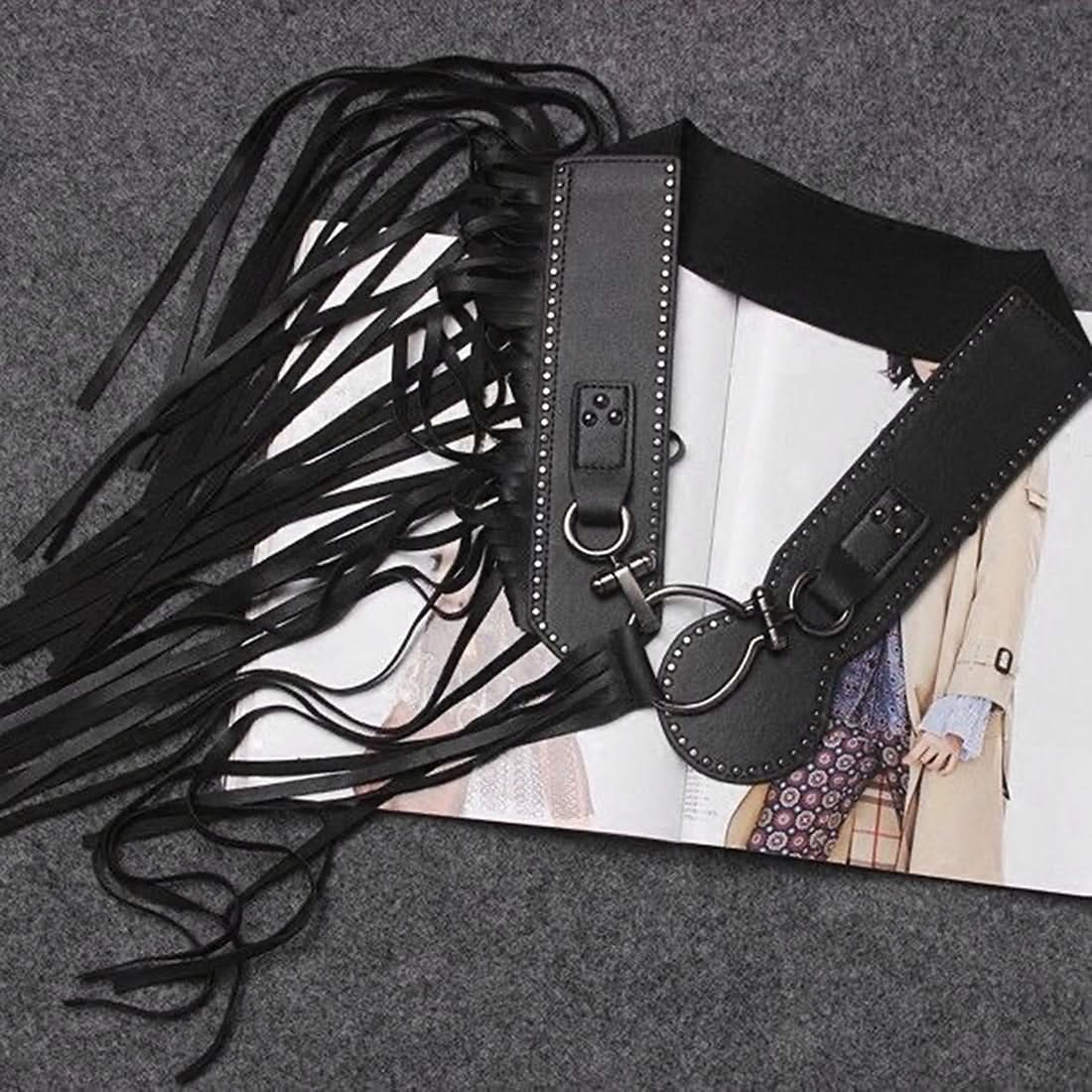 Tassels PU leather decor belt
