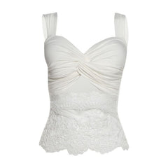 Ruched lace patchwork hollow out cut out top