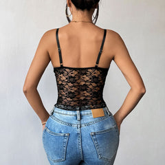 V neck lace up lace adjustable cami top