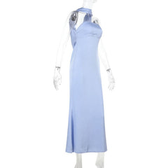 Satin zip-up solid tube maxi dress