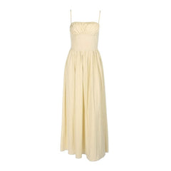 Ruched square neck smocked cami maxi dress
