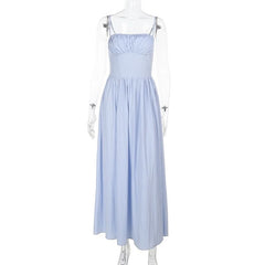Ruched square neck smocked cami maxi dress