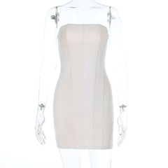 Lace up zip-up backless corset tube mini dress
