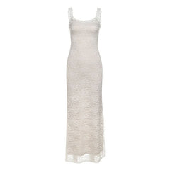 Lace hem square neck cami maxi dress