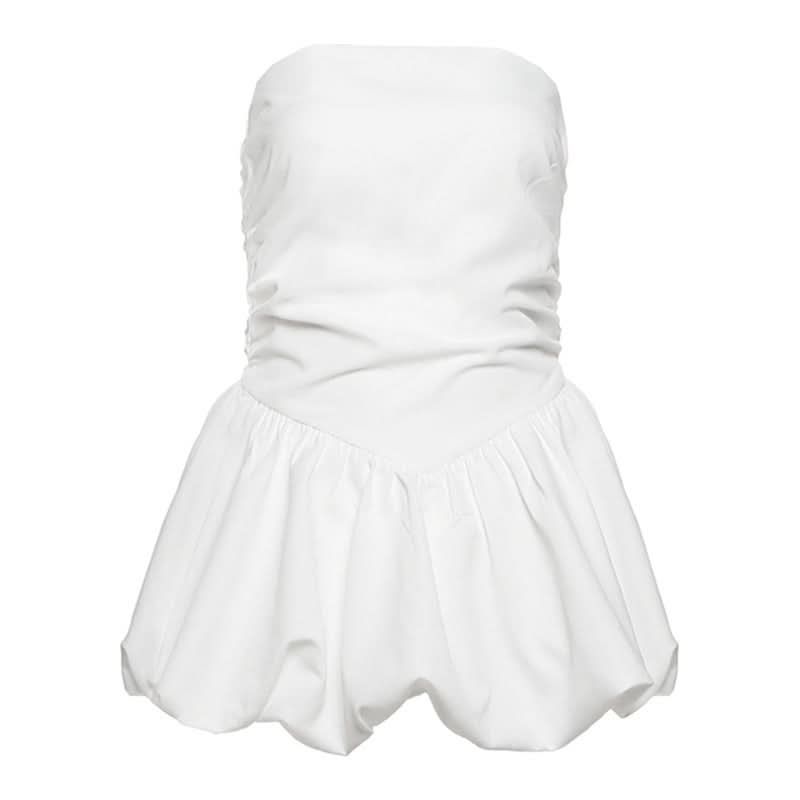 Ruched zip-up backless solid tube top