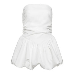 Ruched zip-up backless solid tube top