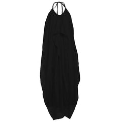 Halter self tie v neck zip-up irregular maxi dress
