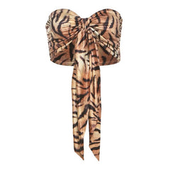 Leopard print sweetheart neck tube top