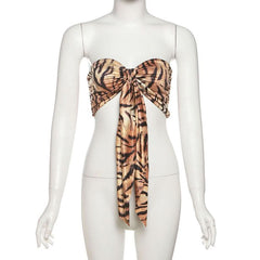 Leopard print sweetheart neck tube top