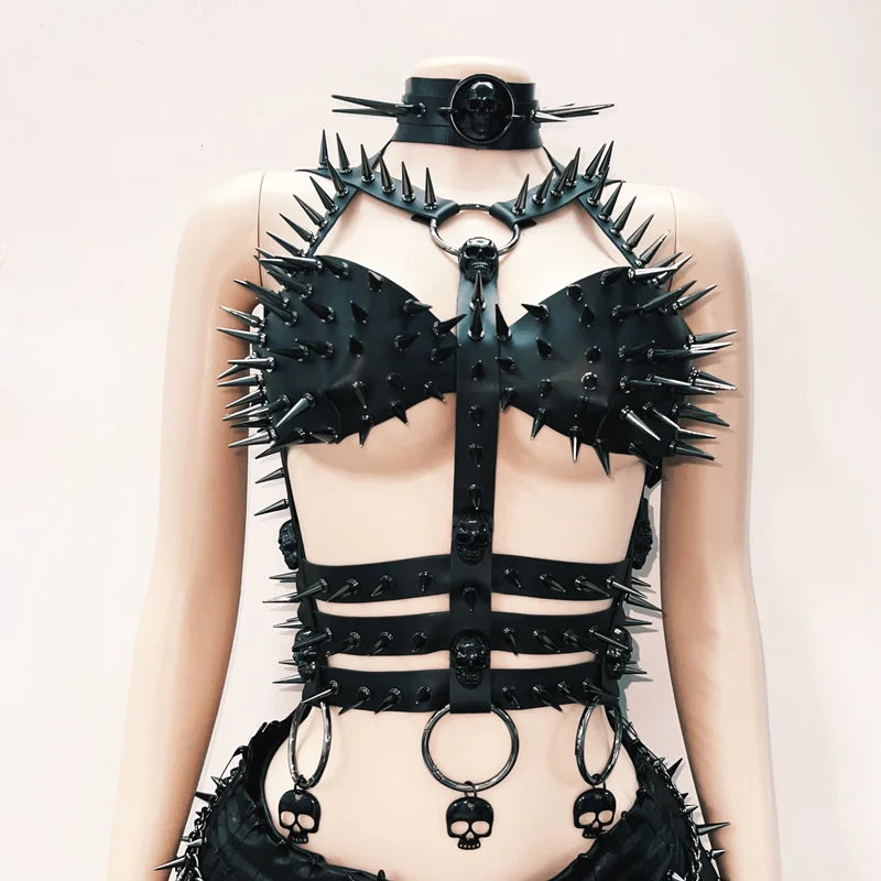 Hollow out rivet buckle o ring cami cut out top