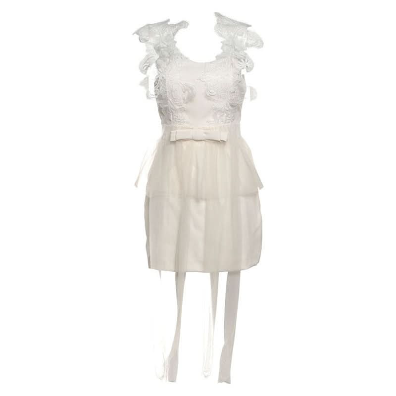 Lace ruched mesh backless mini dress