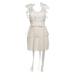 Lace ruched mesh backless mini dress