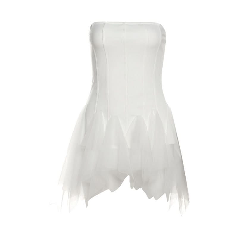 Irregular backless solid tube mini dress