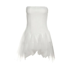Irregular backless solid tube mini dress