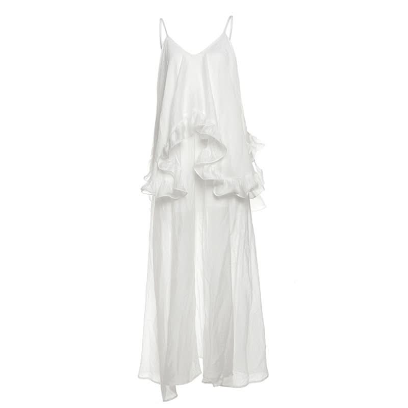 Print v neck cross back self tie cami maxi dress
