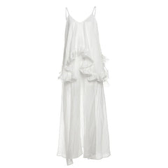 Print v neck cross back self tie cami maxi dress