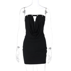 Hollow out ruched backless tube cut out mini dress