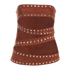 Hollow out irregular zip-up tube cut out top