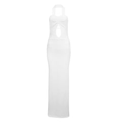 Ruched hollow out backless tube cut out maxi dress