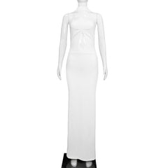 Ruched hollow out backless tube cut out maxi dress