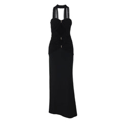 Hollow out ruched backless tube cut out maxi dress