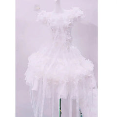 Lace hem flower applique ruffle mini skirt set