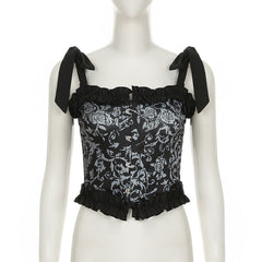 Ruffle abstract print cami top