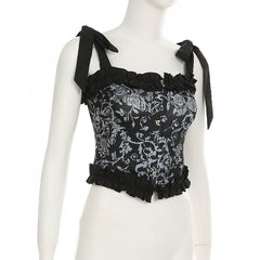 Ruffle abstract print cami top