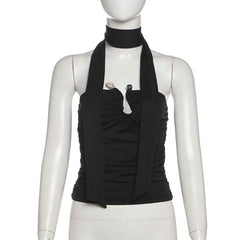 Ruched notch neck backless tube top