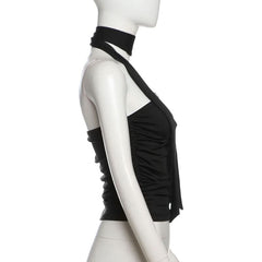 Ruched notch neck backless tube top
