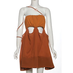 Hollow out irregular butterfly applique cut out mini dress