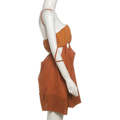 Hollow out irregular butterfly applique cut out mini dress