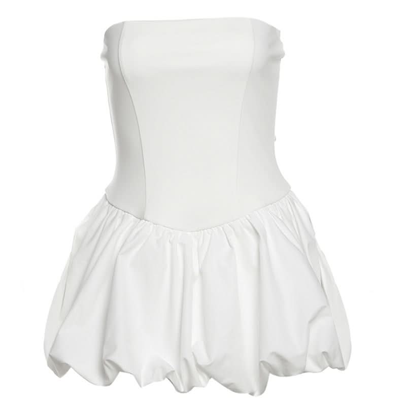 Ruched backless solid tube mini dress