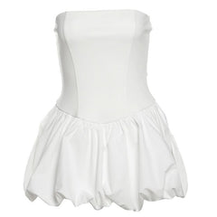 Ruched backless solid tube mini dress