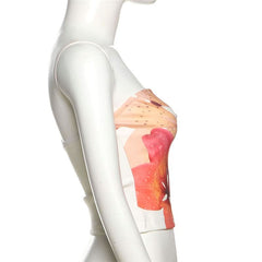 Flower print backless contrast tube top